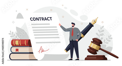 Business Contract Signing Illustration, vector illustration