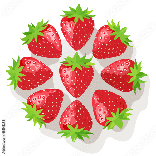 Circular Strawberry Arrangement — Vector Illustration
