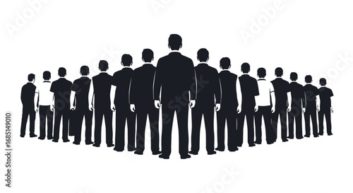 Large Group Silhouette Showing Unity and Team Collaboration Vector Illustration