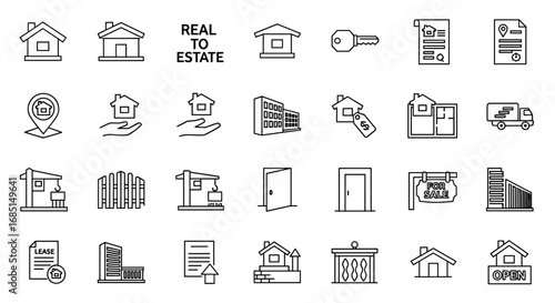 Real Estate and Property Icons, vector illustration