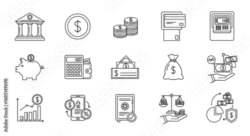 Money and Payment Icons, vector illustration