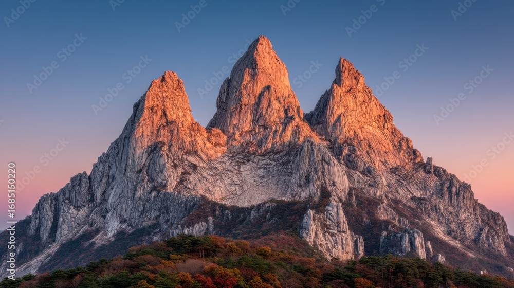 Obraz premium Majestic peaks at sunrise mountain range nature photography serene environment wide angle natural beauty