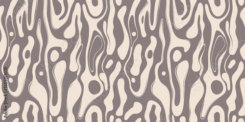 Wallpaper Mural Abstract vector seamless pattern with organic shapes. Trendy natural background with liquid lines, fluid shapes, spots, biologic structures. Funky groovy wavy texture. Brown and beige repeated design Torontodigital.ca