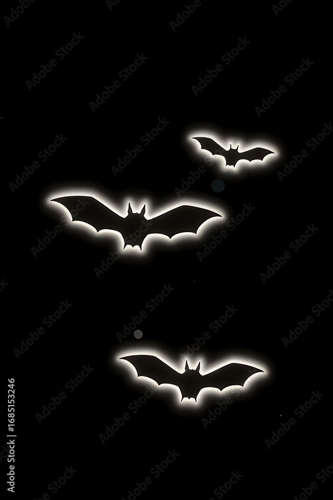 Fototapeta premium Three Bats Flying in the Night