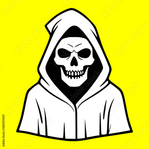 Yellow Death Hooded Grim Reaper Skull Face