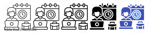 Work Schedule Icon In 5 Different Styles Set Collection