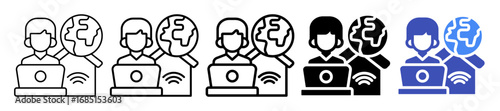 Remote Work Icon In 5 Different Styles Set Collection