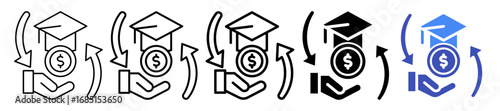 Tuition Reimbursement Icon In 5 Different Styles Set Collection