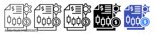 Stock Options Icon In 5 Different Styles Set Collection