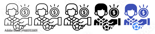 Employee Rewards Icon In 5 Different Styles Set Collection
