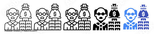 Retirement Planning Icon In 5 Different Styles Set Collection