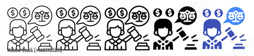 Legal Advice Icon In 5 Different Styles Set Collection