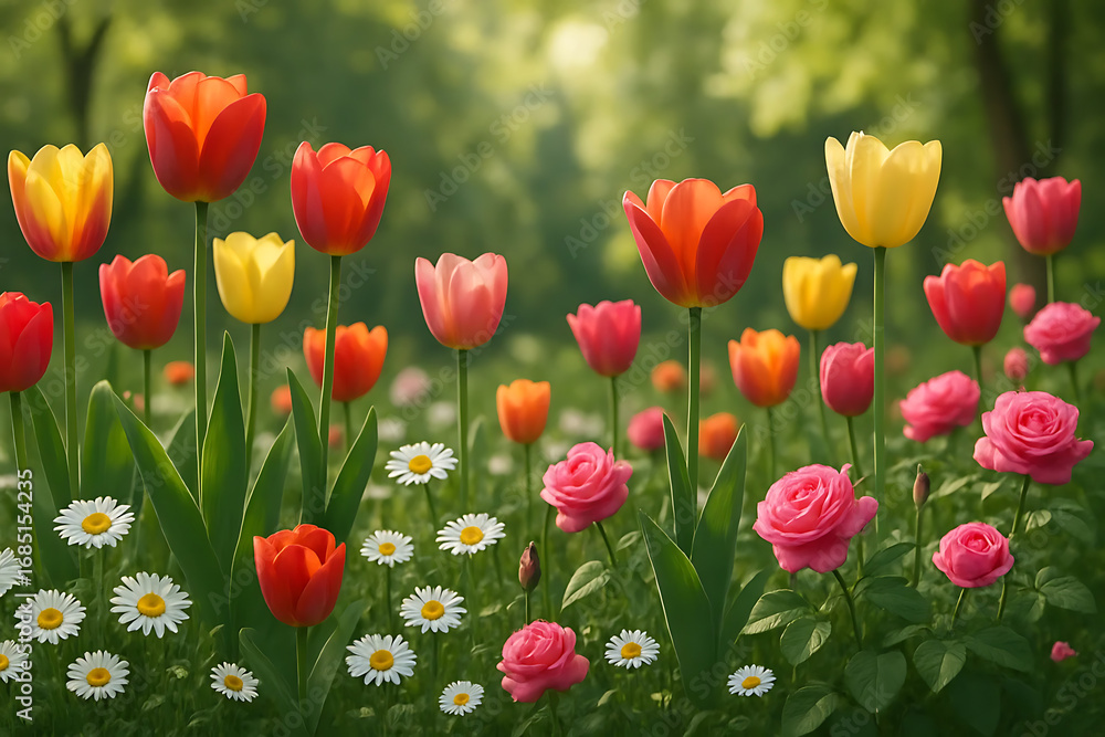 Fototapeta premium Colorful Tulip Garden in Spring