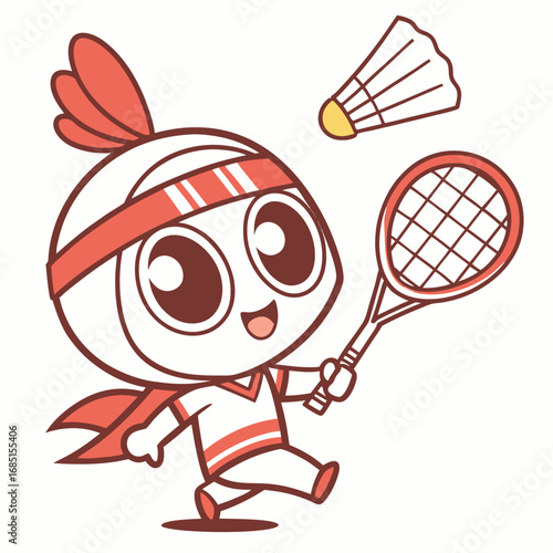 Cute cartoon badminton player character vector