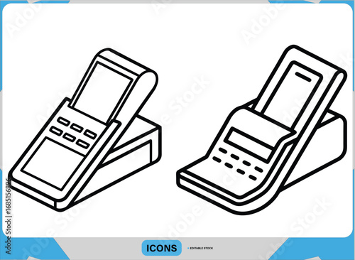POS Terminal Vector Illustration Payment Device Icon for Retail and Finance, Digital Payment Terminal Icon Modern POS Machine Business Checkout UI Design
