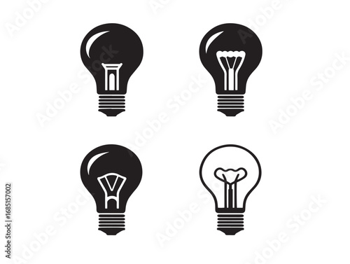 Creative light bulb silhouette design innovative vector set