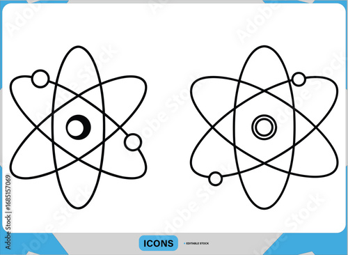 Atom Structure Vector Icon Science and Education Design, Atomic Symbol Illustration Clean Line Art for Physics and Chemistry Concepts