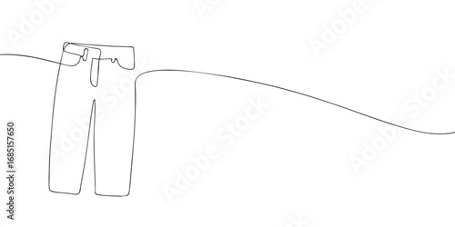 Minimalist continuous line drawing of pants. Vector illustration of trousers for fashion, clothing, textile, outfit, wardrobe, and apparel design template