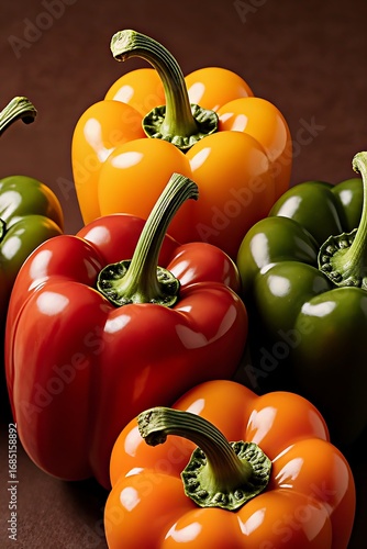 Multi-colorful bell peppers have a mild flavor and are less spicy than chili peppers. sweet pepper