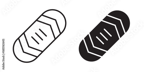Snowboard icon. monochrome icon. Vector illustration with stroke and fill on a white background.