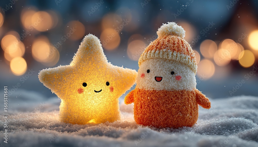 Obraz premium Christmas Plush Toys in Snow.