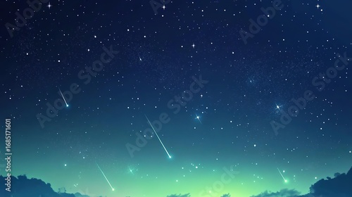 Dreamy Shooting Stars Night Sky.