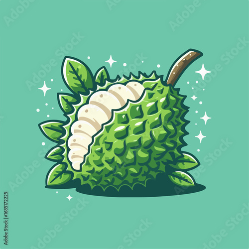 Illustration of soursop fruit and its parts