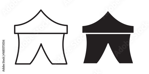 Harvest Festival Tent icon . Hand drawn food bazaar icon. Doodle vegetable market icon. Vector illustration with stroke and fill on a white background.