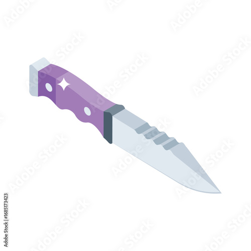 An isometric icon of bloody murder knife evidence