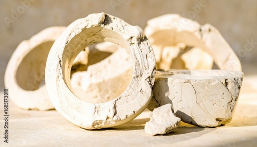 Wallpaper Mural Broken Plaster Rings Soft Tonal Ivory Premium Neutral Torontodigital.ca