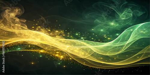 Fractal wave visualization in cosmic space with glowing stars and nebula