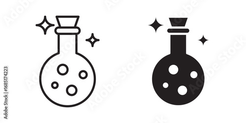 Magic Potion Bottle icon .Vector illustration with stroke and fill on a white background.