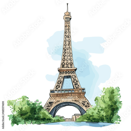 Eiffel Tower. Eiffel Tower watercolor vector illustration