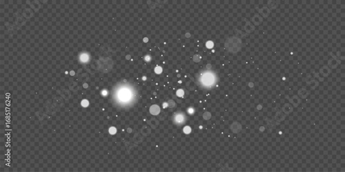 Glowing White Light Particles on Transparent Background for Magic and Sparkle Effects