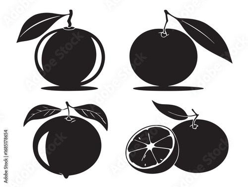 Juicy Orange Fruit Silhouette Vector Illustration For Food Concepts