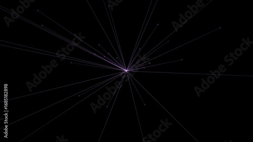 Abstract Data Network Flow Animation With Central Node and Connecting Lines
