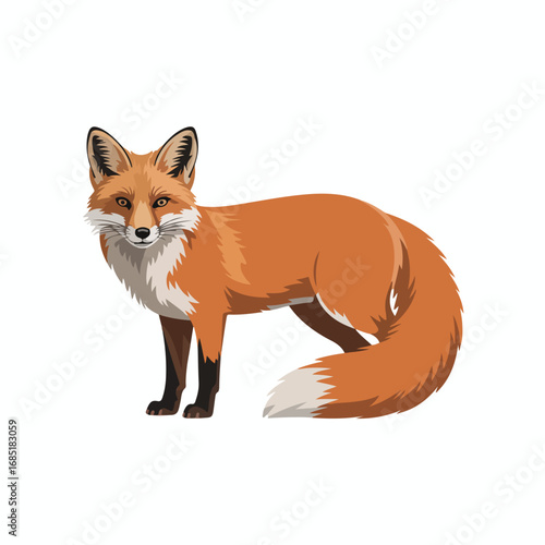 Illustration of a fox standing in vector format