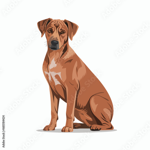 Brown catahoula leopard dog sitting, vector illustration
