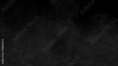 Dark Swirling Smoke With Dust Particles Against A Black Background