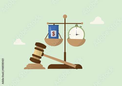 Environmental Law. Legal aspects of waste management and regulatory expenses. Hazardous waste cost. Flat style. Vector illustration