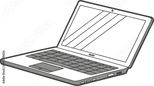 Simple Laptop Illustration with Clean Lines and a Neutral Color Palette