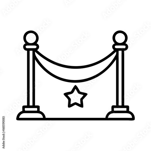 Elegant stanchions with rope barrier and a star emblem for exclusive event access and prestige appeal