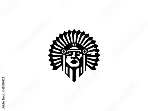 Bold Native American Chief Headdress Icon Symbolizing Strength Heritage Cultural Pride