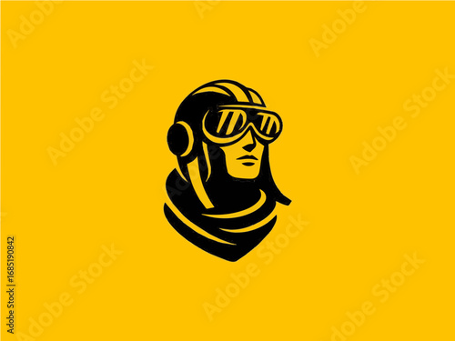 Vintage pilot portrait with goggles and helmet, embodying adventure and classic aviation style.