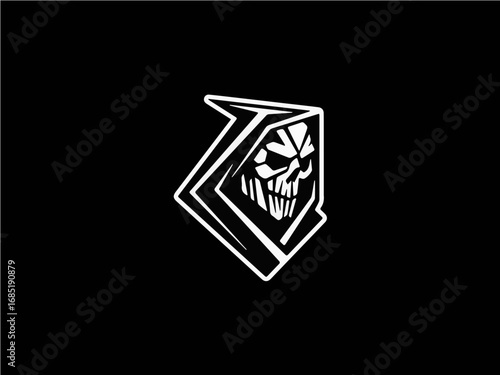 Iconic Grim Reaper skull logo design, powerful symbol for gaming, sports, or edgy brands seeking impact