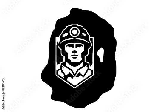 Bold miner emblem represents strength, resilience, and industrial heritage