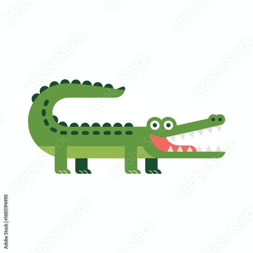 Cute cartoon crocodile with big smile