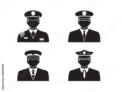 Police Officer Symbol Icon Collection in Bold Professional Silhouette Vector Artwork