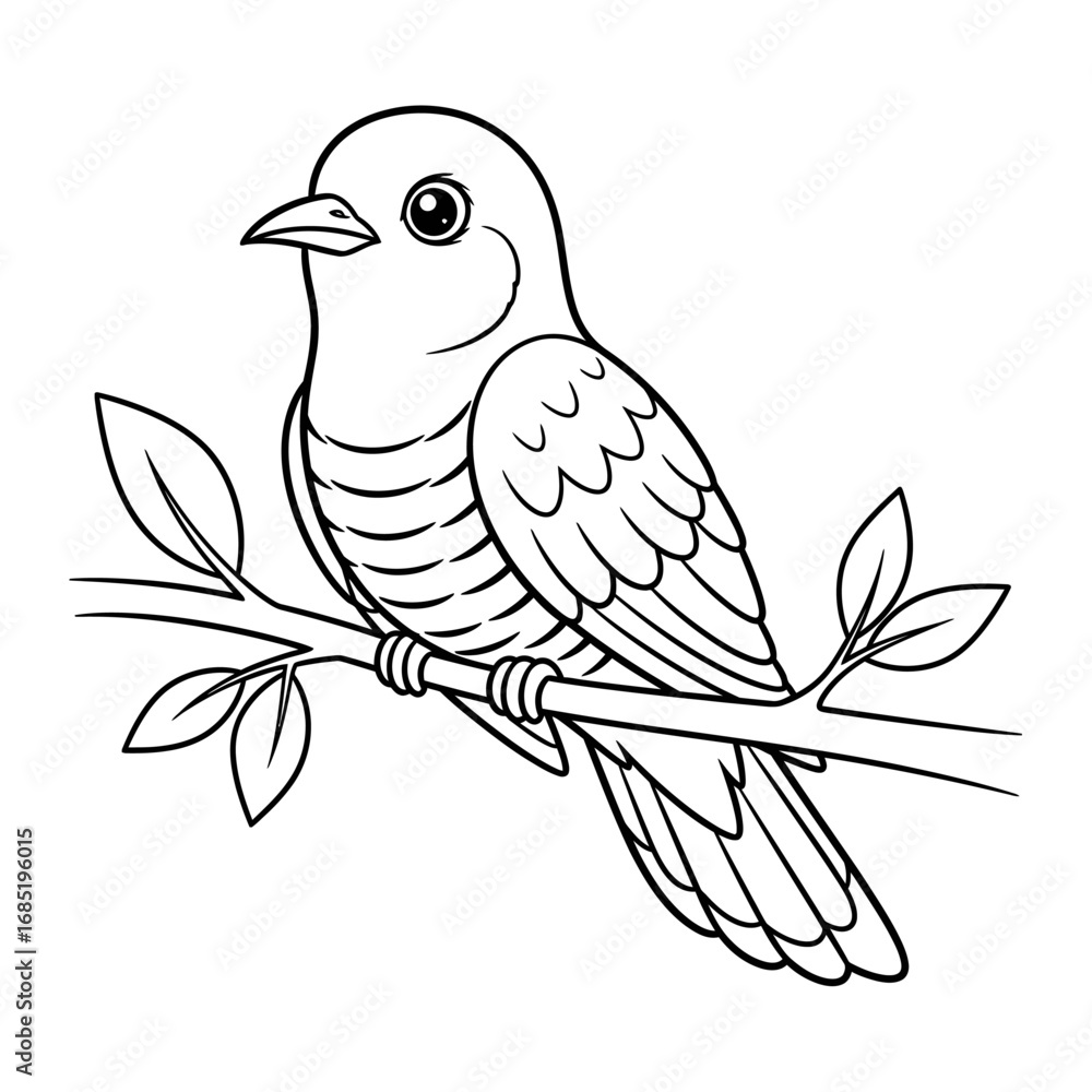 Obraz premium Cute Anime Style Asian Cuckoo Coloring Page for Children Discovering Asian Birds