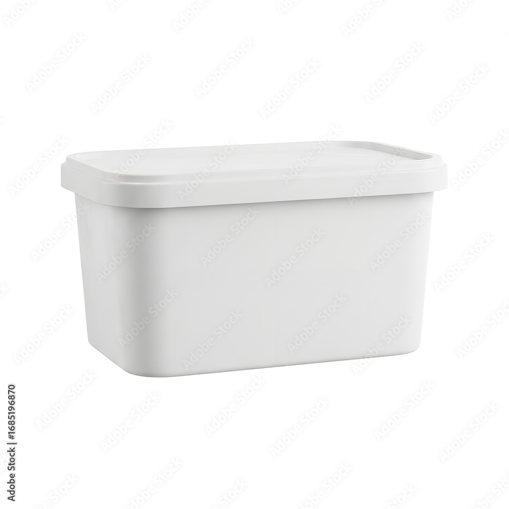 Photo of a clean, modern, white plastic food storage container with a lid, isolated on a transparent background, perfect for kitchen organization and food preservation Photo of a clean, modern, white plastic food storage container with a lid, isolated on a transparent background, perfect for kitchen organization and food preservation